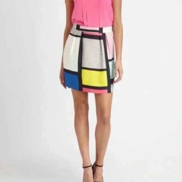kate spade Dresses & Skirts - Kate Spade Barry Mini Skirt The Rules Color Block Striped Colorful White Size 4